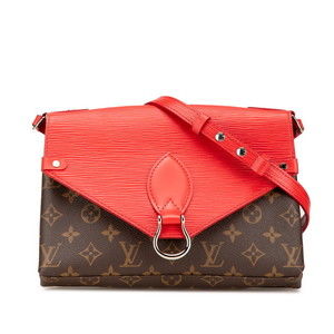 Louis Vuitton Monogram Saint Michel Bag Coquelicot Red Brown